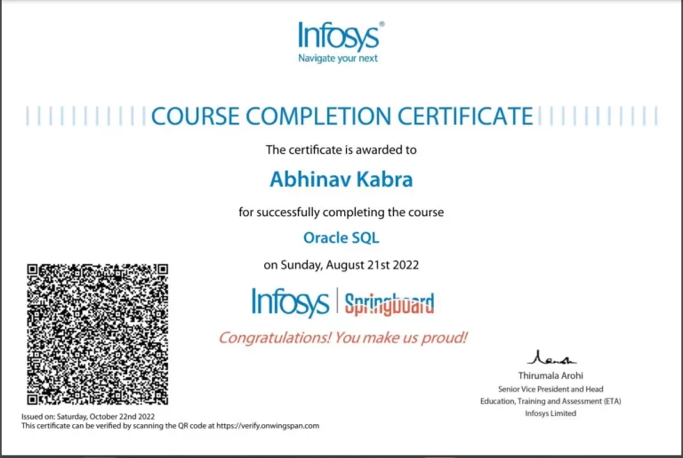 Infosys Free Courses With Certification